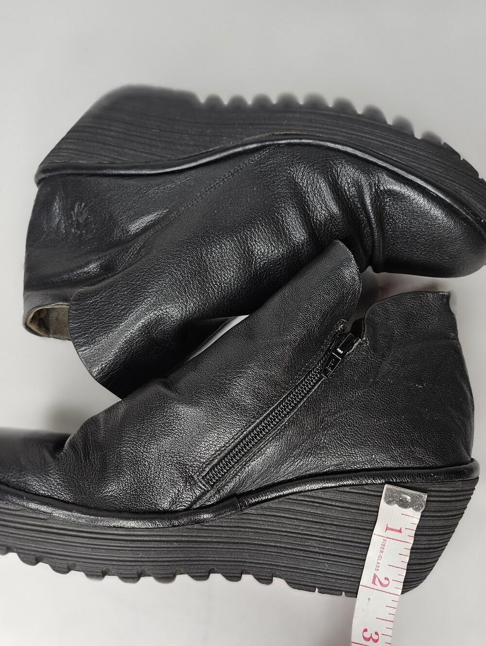 Fly London Black Leather Wedge Ankle Boots - Picture 11 of 11